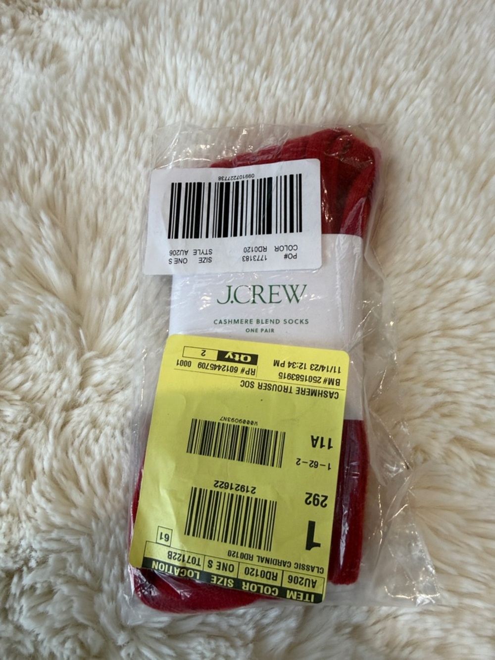 J. Crew Red Cashmere Blend Socks - One Pair